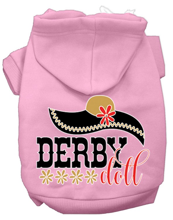 Derby Doll Screen Print Dog Hoodie Light Pink XXXL